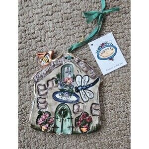 NWT Vintage Blue Sky Plaque Gardeners Cottage Dragonfly  Heather Goldminc